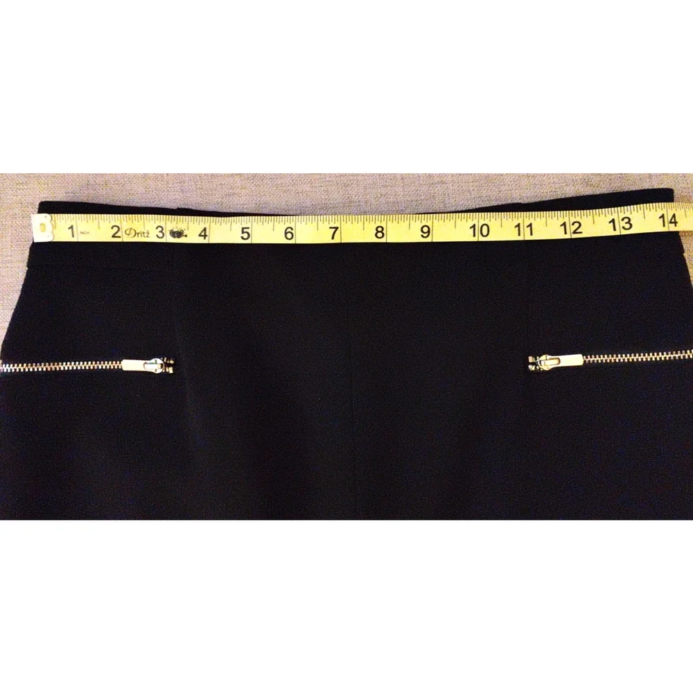 Pencil Skirt Knee Length Front Slit Zip Detail Stretch Office Minimalist Size 6